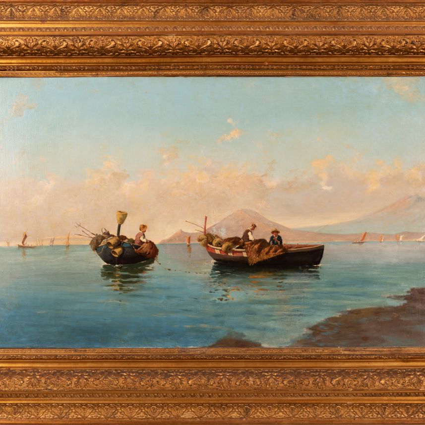 Golfo di Napoli con Barche e Pescatori