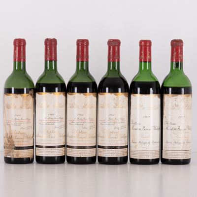Lotto di 6 Bottiglie Baronne Philippe De Rothschild Chateau Mouton Baron Philippe