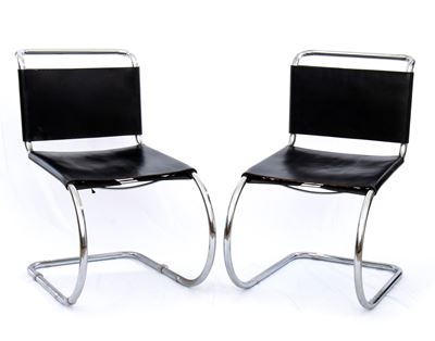 8 Sedie Anni ’80 Riproduzione Stile Bauhaus Disegnata da Mart Stam e Marcer Beuer in Acciaio e Cu...