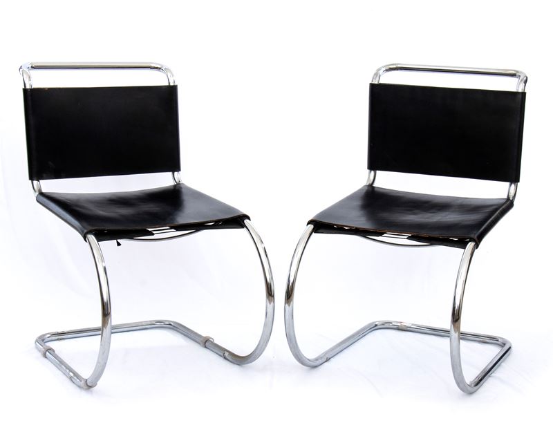 8 Sedie Anni ’80 Riproduzione Stile Bauhaus Disegnata da Mart Stam e Marcer Beuer in Acciaio e Cu...