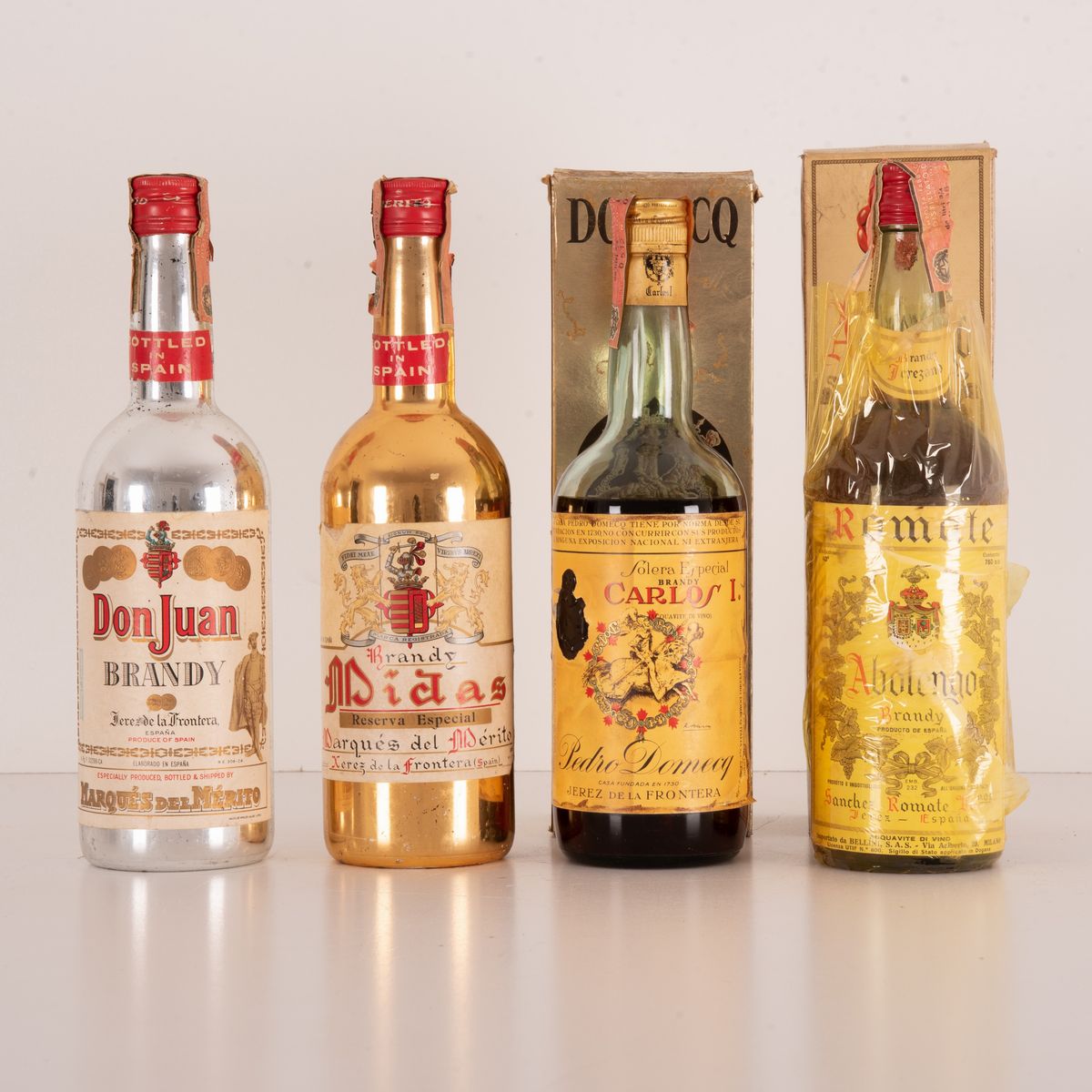 Lotto di 4 Bottiglie Brandy