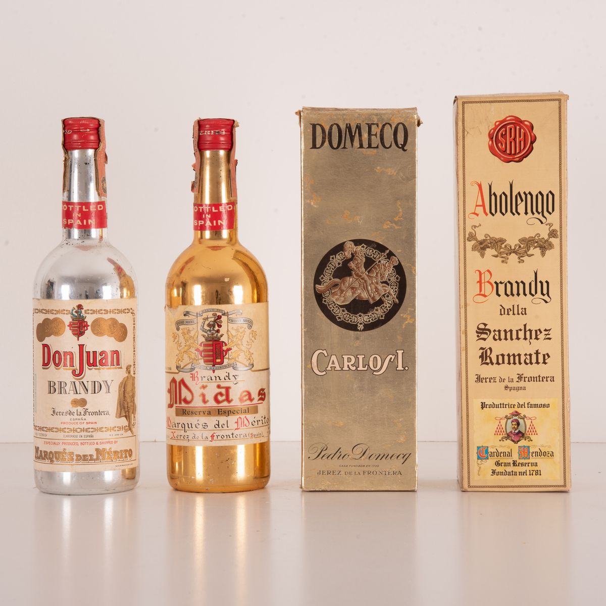 Lotto di 4 Bottiglie Brandy