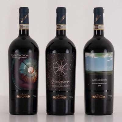 Lotto di 3 Bottiglie Magnum in Confezioni di Legno Originali Brunello di Montalcino "castel Gioco...