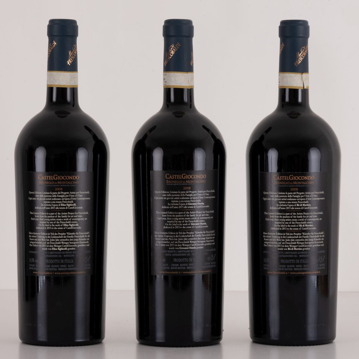 Lotto di 3 Bottiglie Magnum in Confezioni di Legno Originali Brunello di Montalcino "castel Gioco...