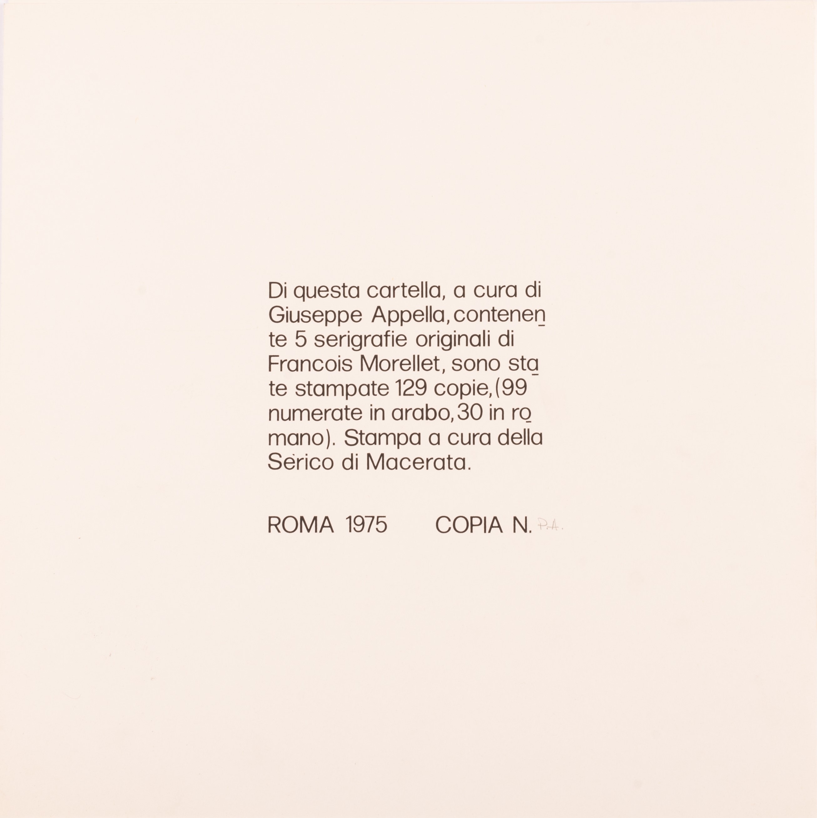 Francois Morellet - Cartella di 6 Litografie a Cura di Giovanna dalla Chiesa e Giuseppe Appella