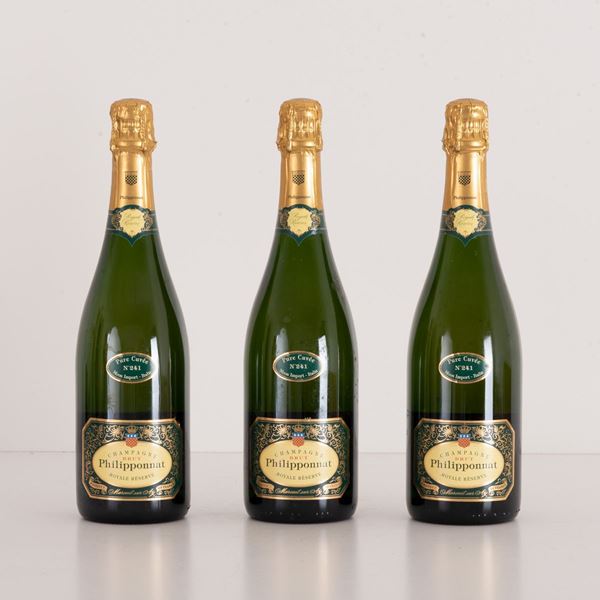 Lotto di 3 bottiglie Champagne con confezioni originali Philipponnat Royale Reserve pure cuvee
