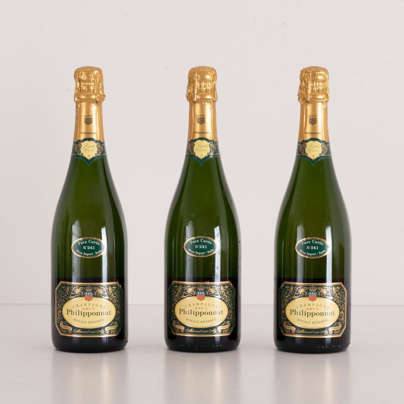 Lotto di 3 Bottiglie Champagne con Confezioni Originali Philipponnat Royale Reserve Pure Cuvee