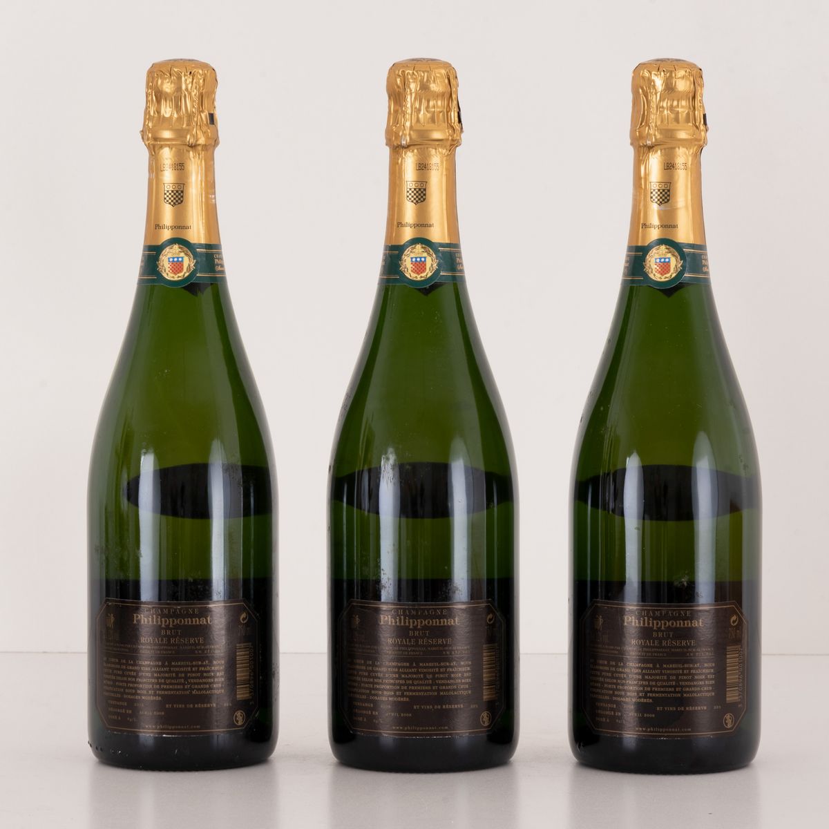 Lotto di 3 Bottiglie Champagne con Confezioni Originali Philipponnat Royale Reserve Pure Cuvee