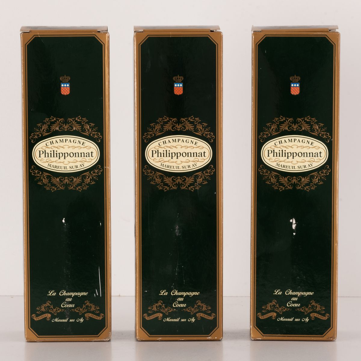 Lotto di 3 Bottiglie Champagne con Confezioni Originali Philipponnat Royale Reserve Pure Cuvee