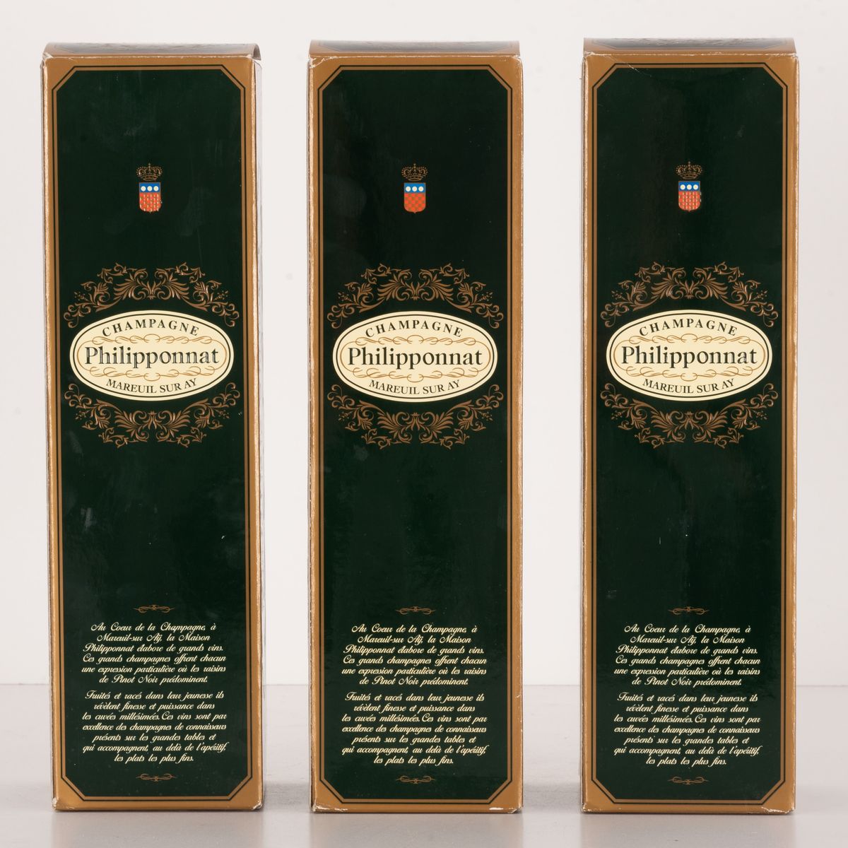 Lotto di 3 Bottiglie Champagne con Confezioni Originali Philipponnat Royale Reserve Pure Cuvee