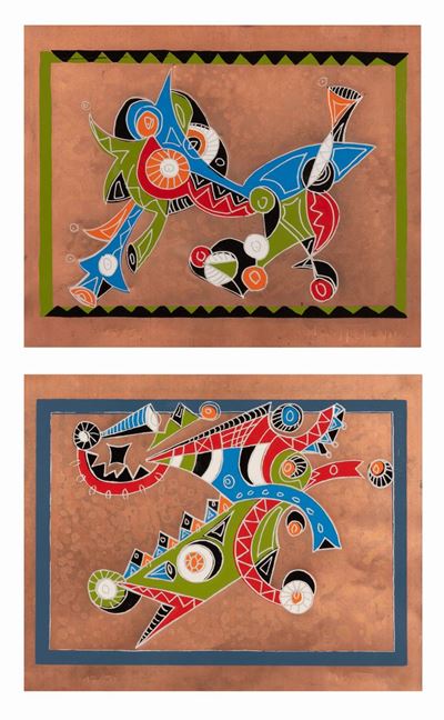 Coppia di Serigrafie su Rame