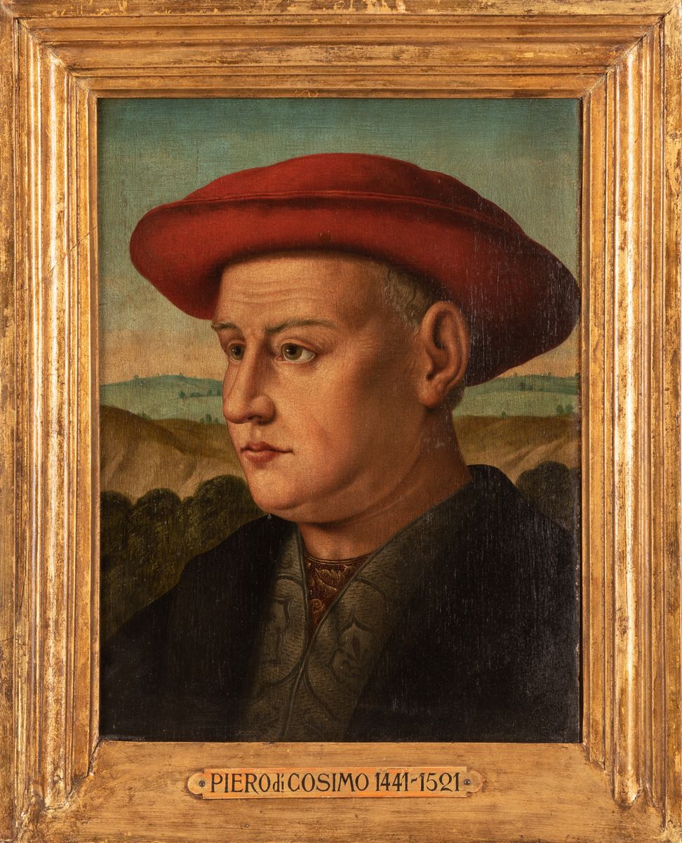 Icilio Federico Joni ( Attribuito a ) - Ritratto di Giovane in Abiti Quattrocenteschi e Cappello ...