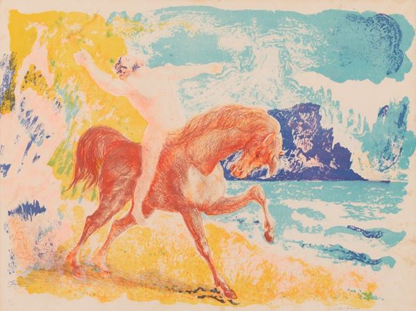 Aligi Sassu - Cavaliere in spiaggia