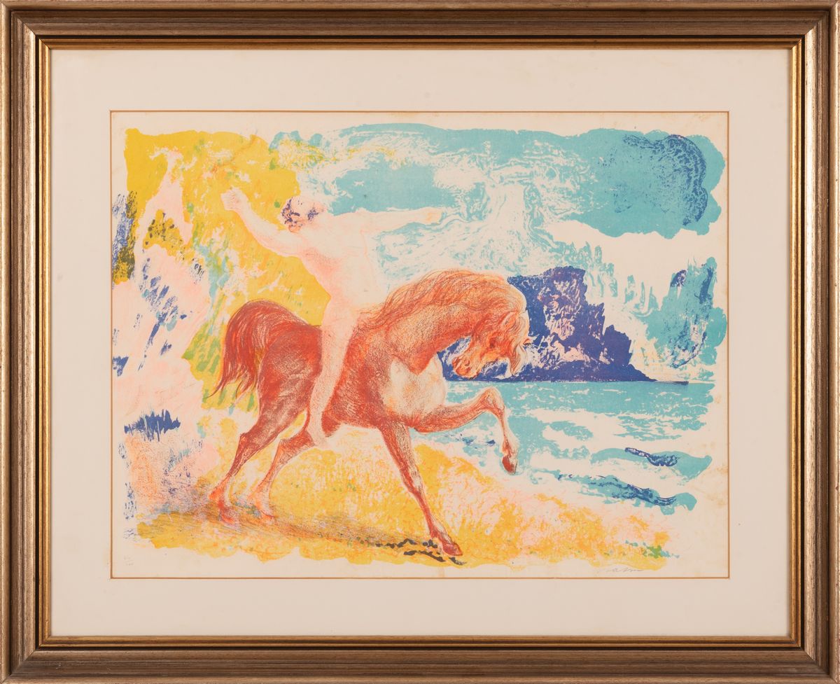 Aligi Sassu - Cavaliere in Spiaggia