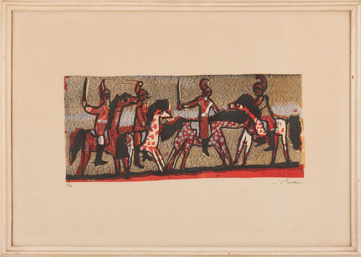 Mino Maccari - Scene di Guerra con Cavalieri in Armi