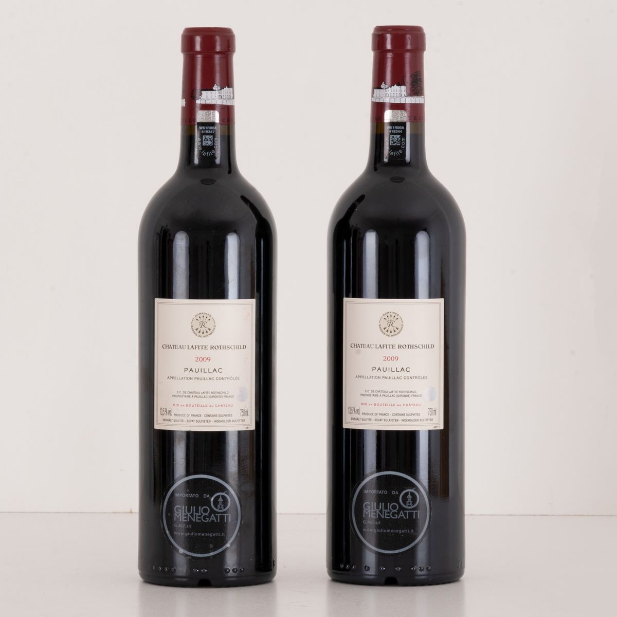 Lotto di 2 Bottiglie Bordaux Chateaux Lafite Rotshild