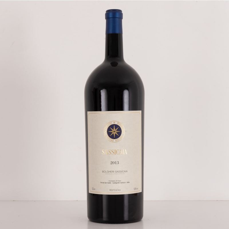 Lotto di 1 Bottiglia da 6 L. con Cassa di Legno Sassicaia Tenuta San Guido Edizione Speciale "bla...