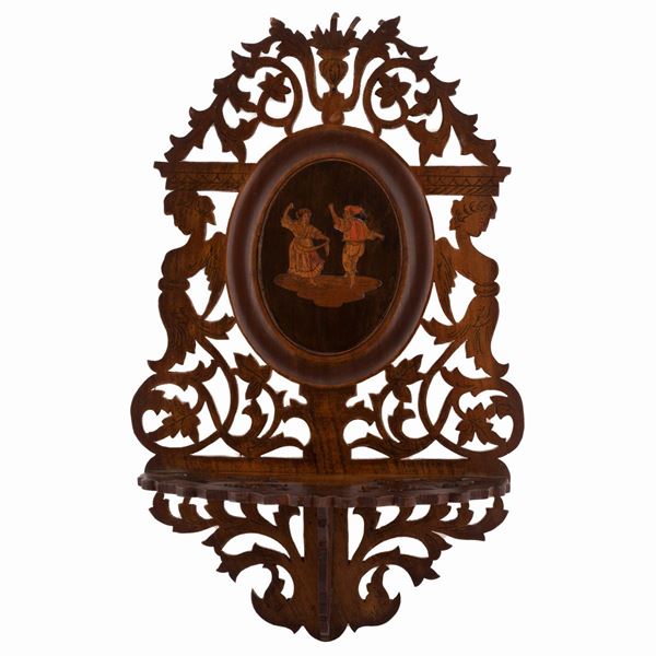 Mensolina sorrentina in legno   (metà XIX secolo)  - Auction Asta 19: Oggetti d'arte, argenti e dipinti antichi - Gliubich Casa d'Aste