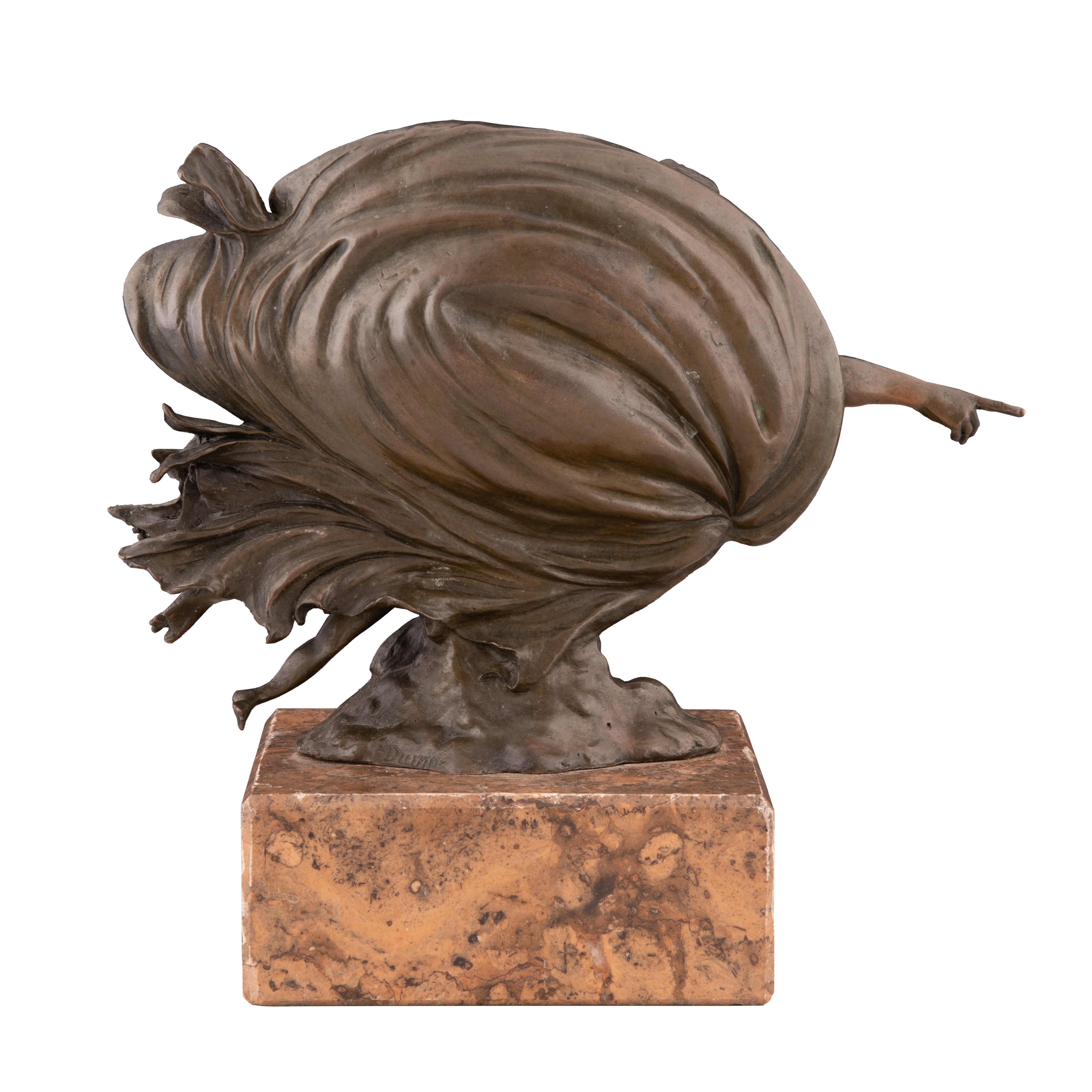 Lucas Dumas - Scultura in Bronzo con Base di Marmo Raffigurante "la Creazione di Adamo"