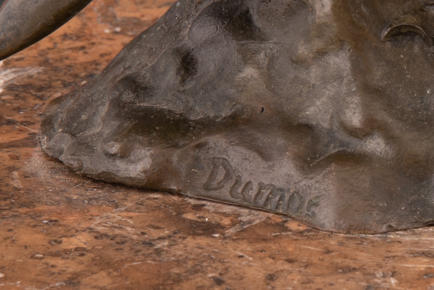 Lucas Dumas - Scultura in Bronzo con Base di Marmo Raffigurante "la Creazione di Adamo"