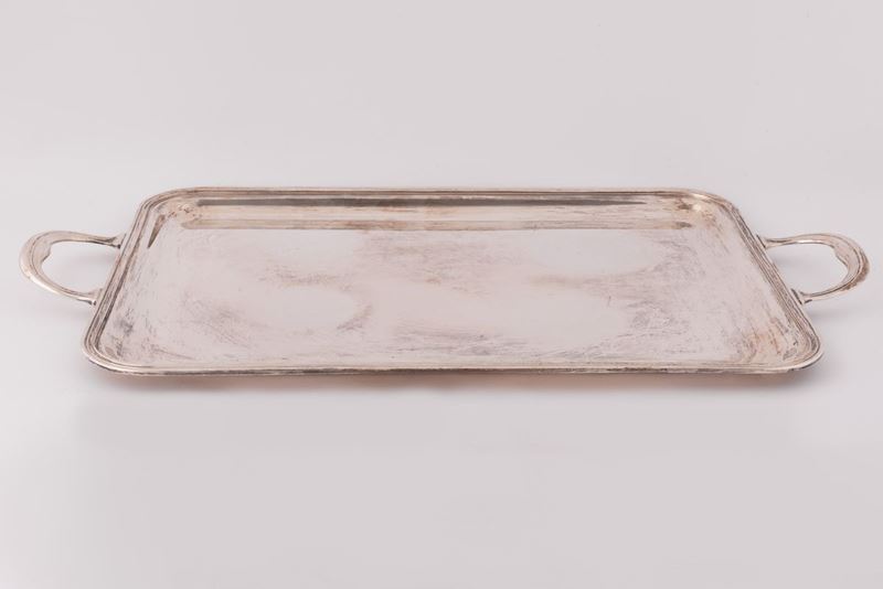 Vassoio Rettangolare in Argento con Manici