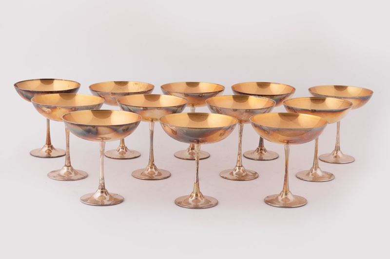 12 Coppette da Gelato in Argento Vermeil