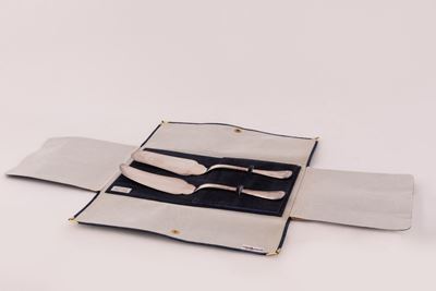 Astuccio in Velluto Contenente Paletta Taglia Torta e Paletta Servi Torta in Argento