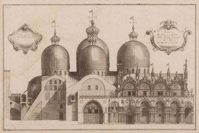 Coppia di Incisioni in Cornice del 1761 Raffiguranti la Chiesa di San Marco