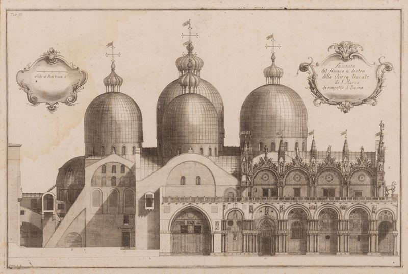 Antonio Maria Visentini - Coppia di Incisioni in Cornice del 1761 Raffiguranti la Chiesa di San M...
