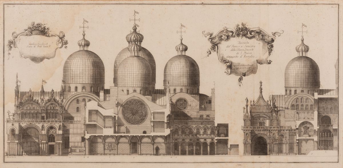 Antonio Maria Visentini - Coppia di Incisioni in Cornice del 1761 Raffiguranti la Chiesa di San M...