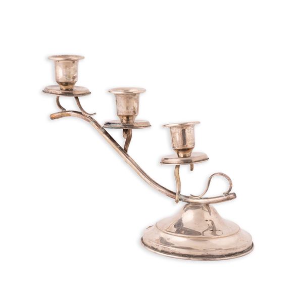 CANDELABRO IN ARGENTO 3 LUCI  (XIX Sec.)  - Auction Asta di Antiquariato: Dipinti, Oggetti e Arredi Antichi - Gliubich Casa d'Aste