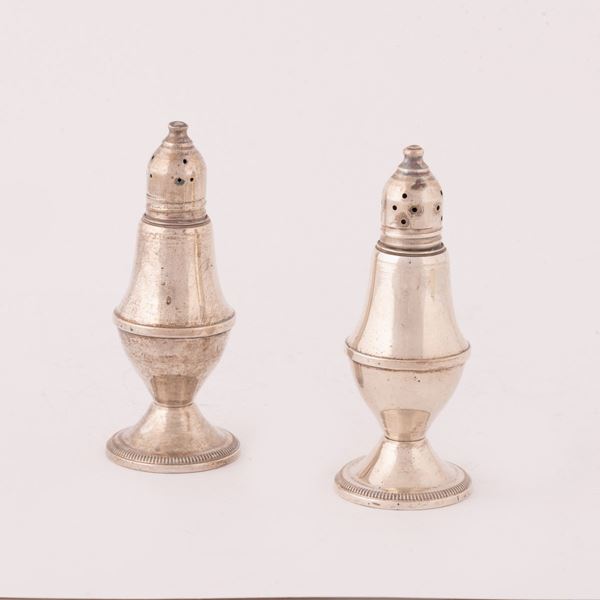 COPPIA DI SALIERINE IN ARGENTO Sterling 925 con all'interno 2 ampolle in vetro