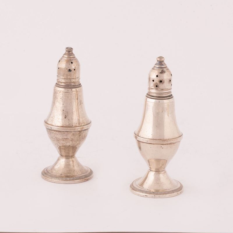 Coppia di Salierine in Argento Sterling 925 con All'interno 2 Ampolle in Vetro