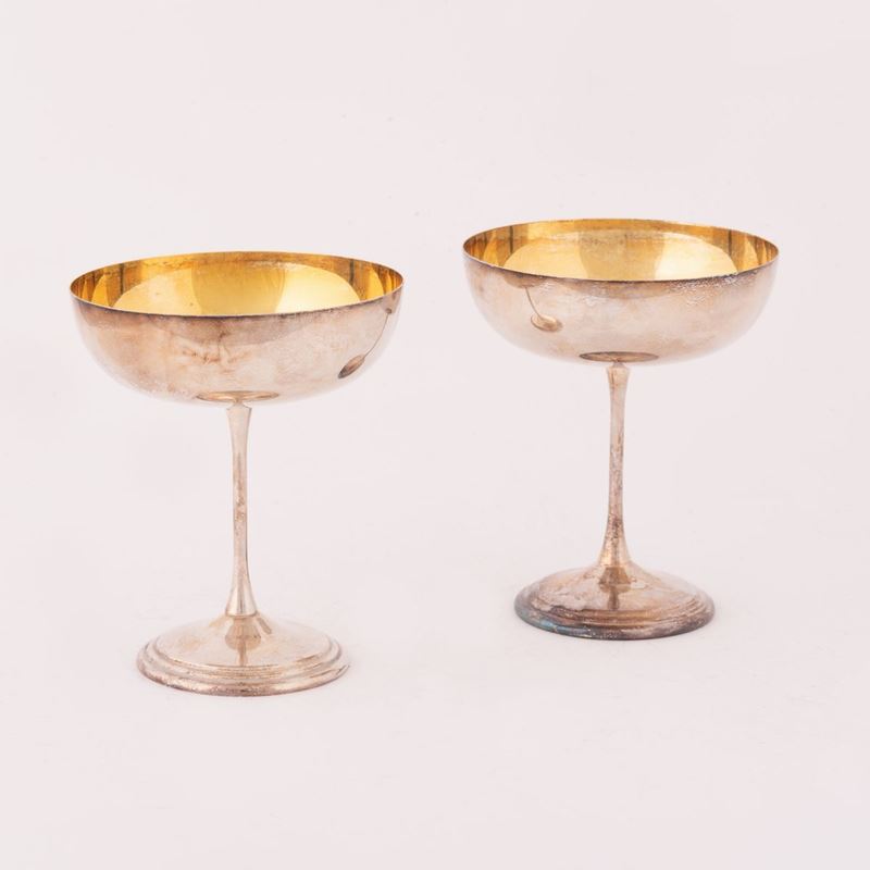 2 Coppe da Gelato in Argento Vermeille