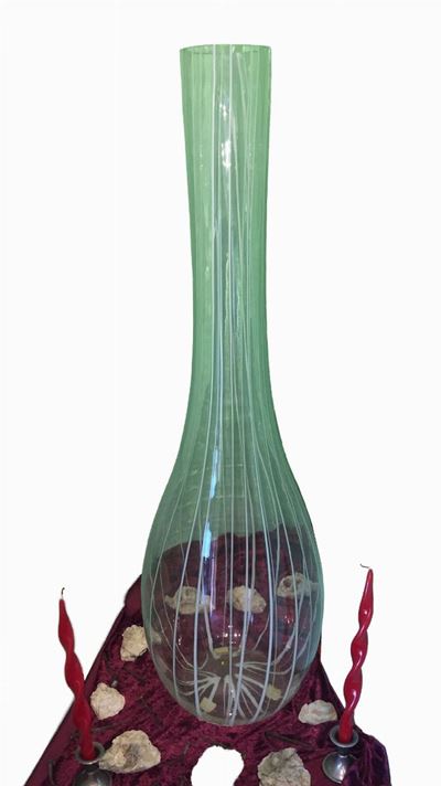 Grande Vaso a Righe in Vetro di Murano Vistosi