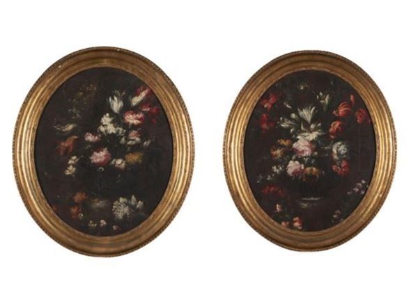 Margherita Caffi :  Coppia di dipinti natura con morta con fiori  - Olio su tela - Auction Asta di Antiquariato: Dipinti, Oggetti e Arredi Antichi - Gliubich Casa d'Aste