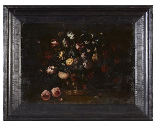 Margherita Caffi - Natura morta con cesto di fiori