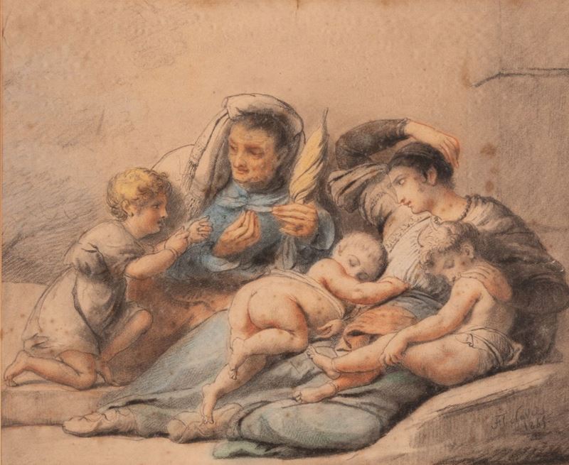 Scena con Due Donne tra Bambini
