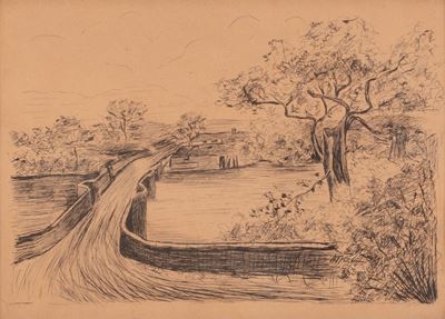 Paesaggio Fluviale con Ponte