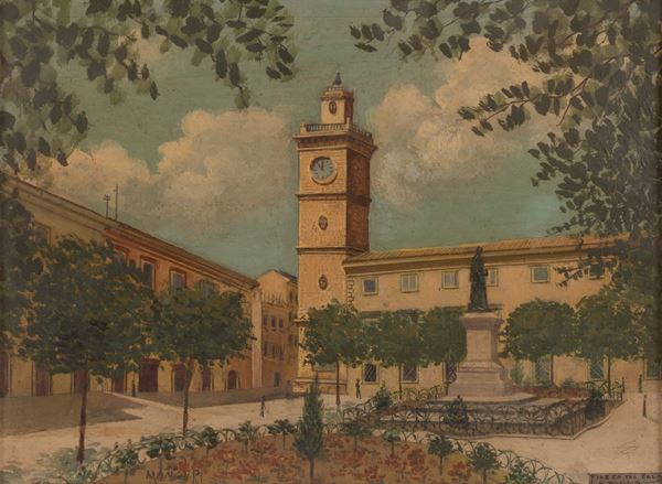 Pittore degli inizi del XX secolo - Piazza Palazzo L'Aquila