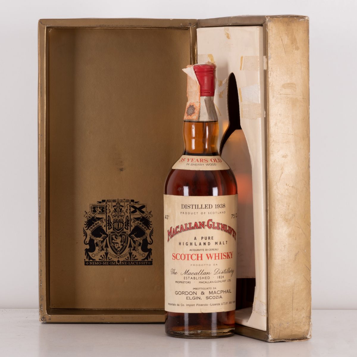 Lotto di 1 Bottiglia con Confezione Originale Scotch Mcallan- Glenlivet Distilled 35 Yo, 1938