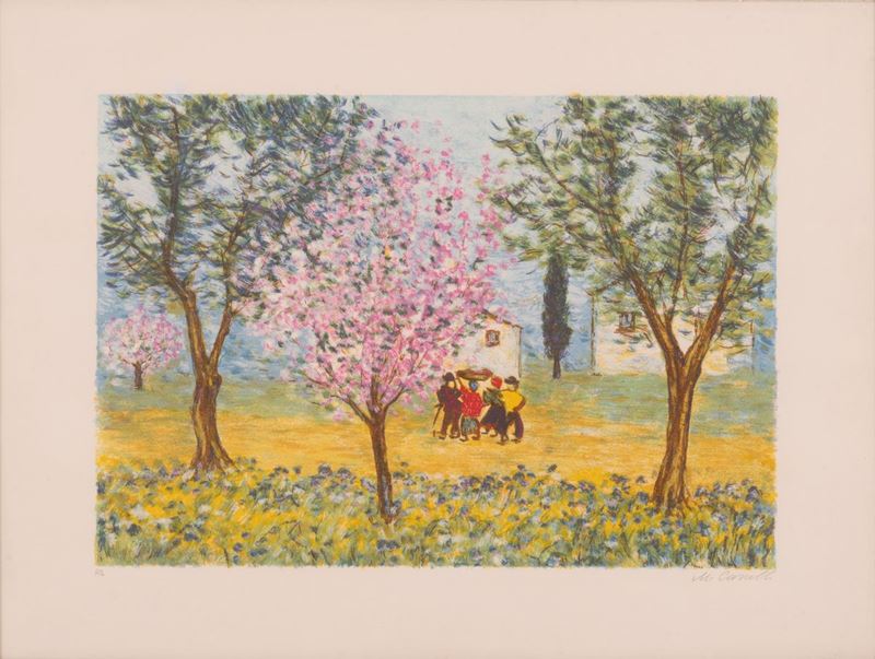 Michele Cascella - Paesaggio con Figure