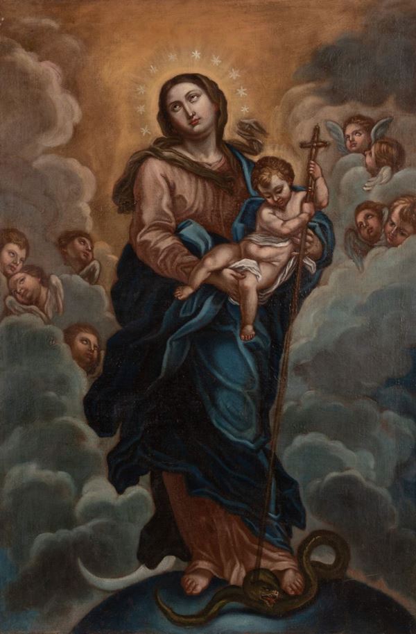 Scuola Romana fine XVIII secolo - Madonna Immacolata con bambino