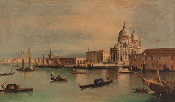 Pittore veneto del XX secolo - Veduta di Venezia con la basilica della Madonna della Salute