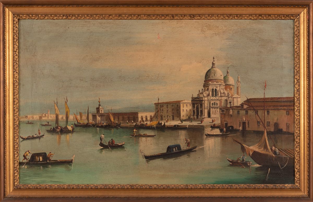 Pittore Veneto del XX Secolo - Veduta di Venezia con la Basilica della Madonna della Salute