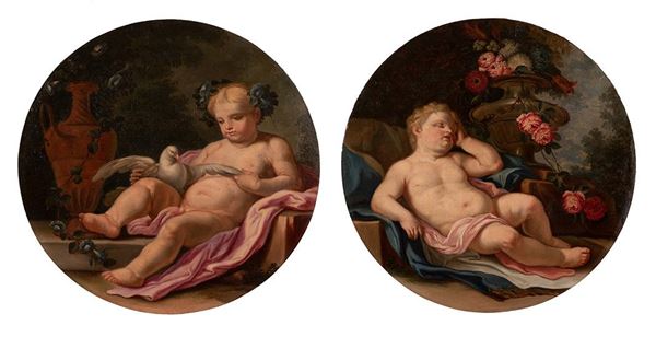 Pittore francese del XIX secolo - Coppia di allegorie