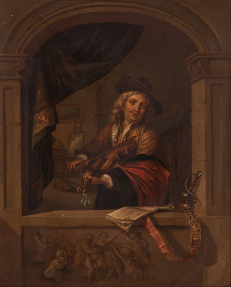 Scuola Fiamminga XIX Secolo - Violinista