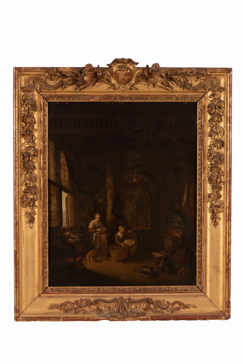 Scuola Olandese del XIX Secolo - La Giovane Madre (copia da Gerhard Dow)