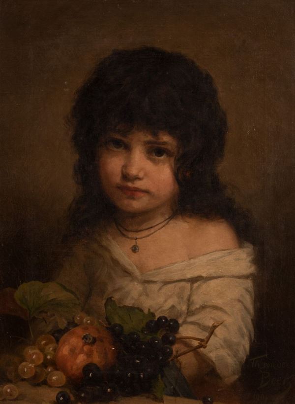 Theodor van der Beek - Fanciulla con uva e melograni