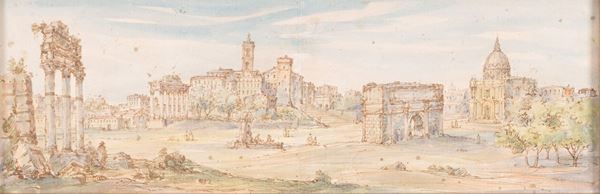 Paesaggio romano con rovine 